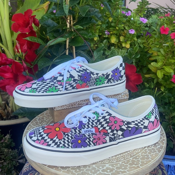 New Retro Vans Authentic 90’s Vintage Colorful FLOWER POWER Low Top Sneakers - Picture 10 of 16